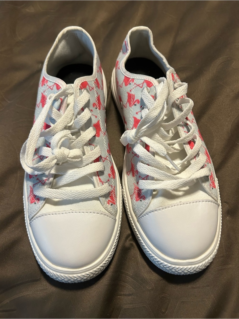 Women’s White Sneakers with Pink Flamingo Print